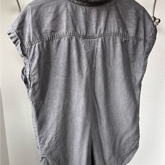 Prana Charcoal Chambray Pullover 1/4 Button Up Shirt Women’s XL - Picture 6 of 8